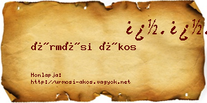 Ürmösi Ákos névjegykártya